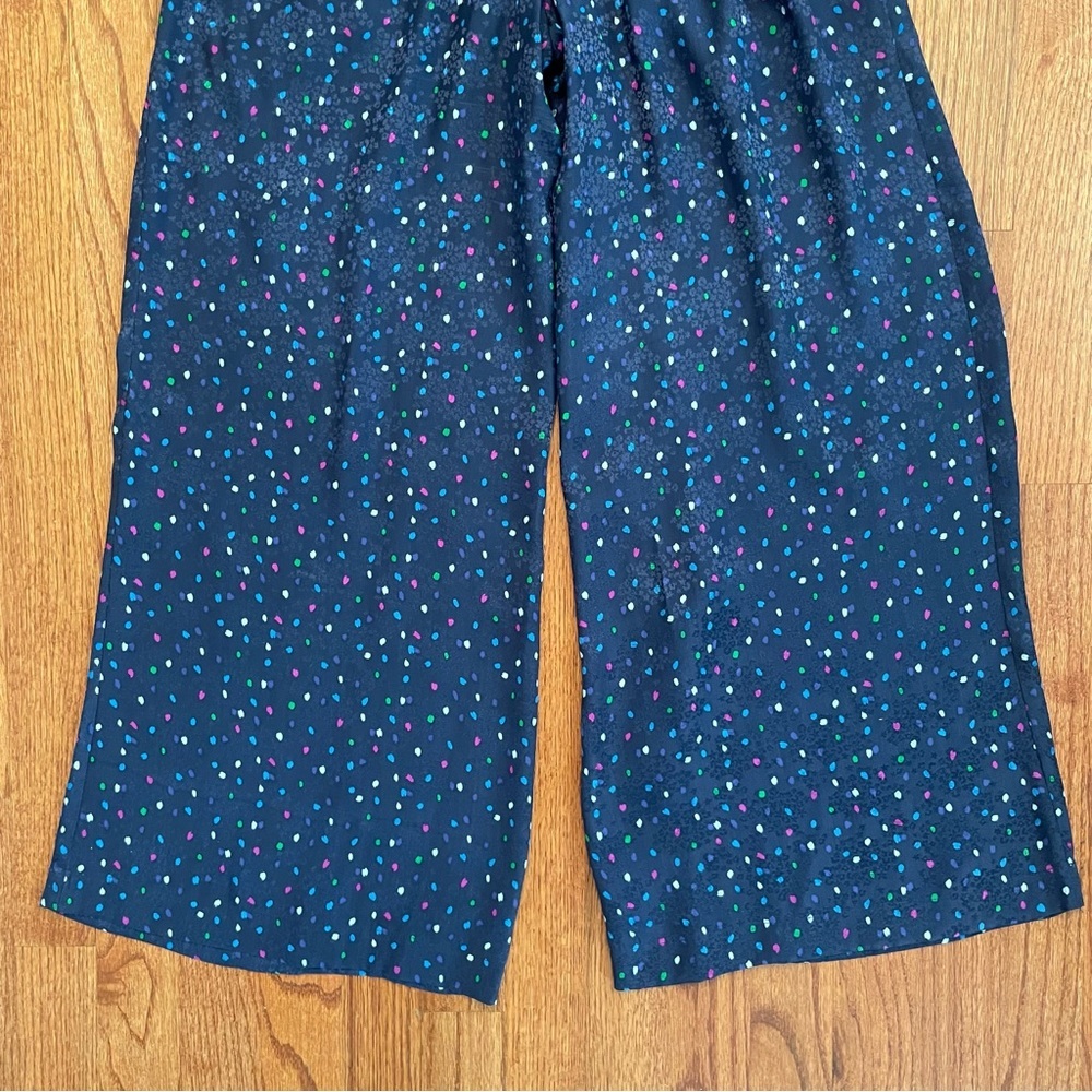 Rebecca Taylor Jacquard Silk Speckled Dot Pant in Navy Comb size 0 - Picture 9 of 13